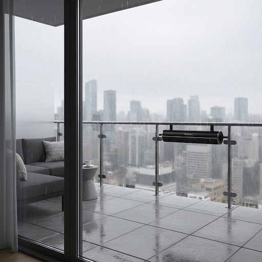 Balcón con sistema NUBAG de captación de agua instalado