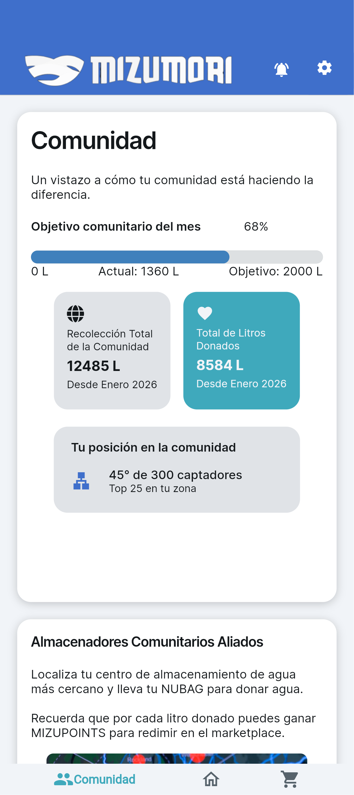 Vista comunidad app